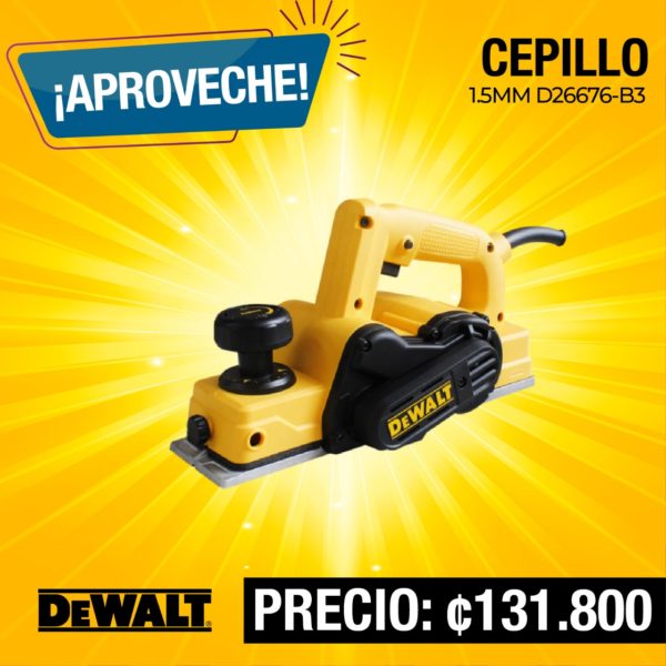 DEWALT CEPILLO 3-1/4 5A 1.5MM DE PROFUN D26676-B3